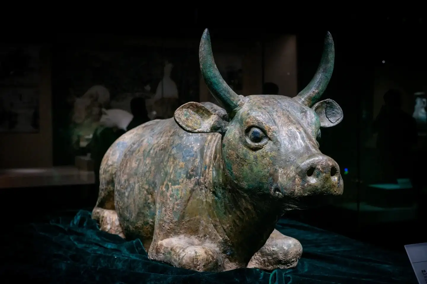 the front of the ox-shaped artifact on display at the Ningxia Museum