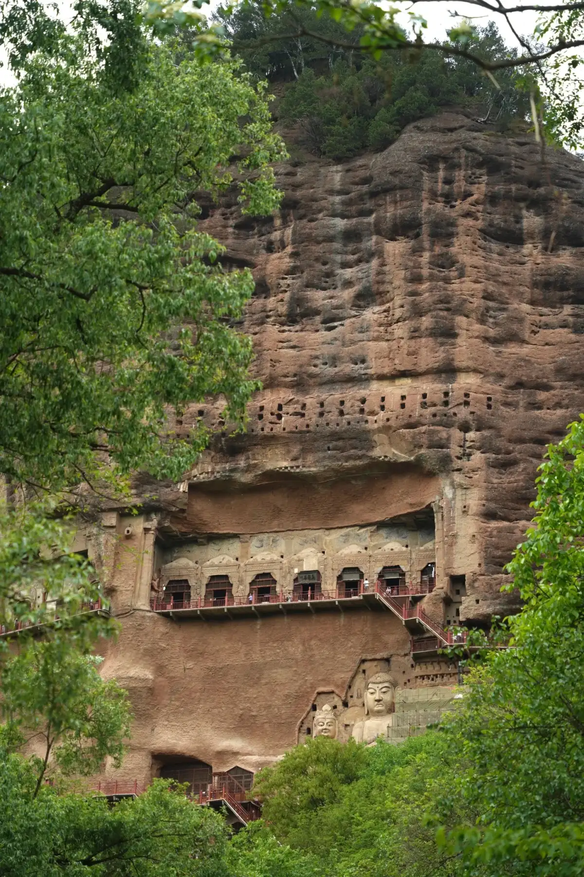 The Caves and Plank Walkways on the Cliffs of the Maijishan Grottoes