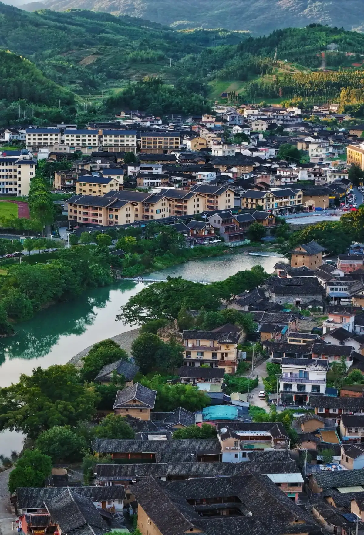 Riverside Buildings Surrounding Fujian Tulou Villages