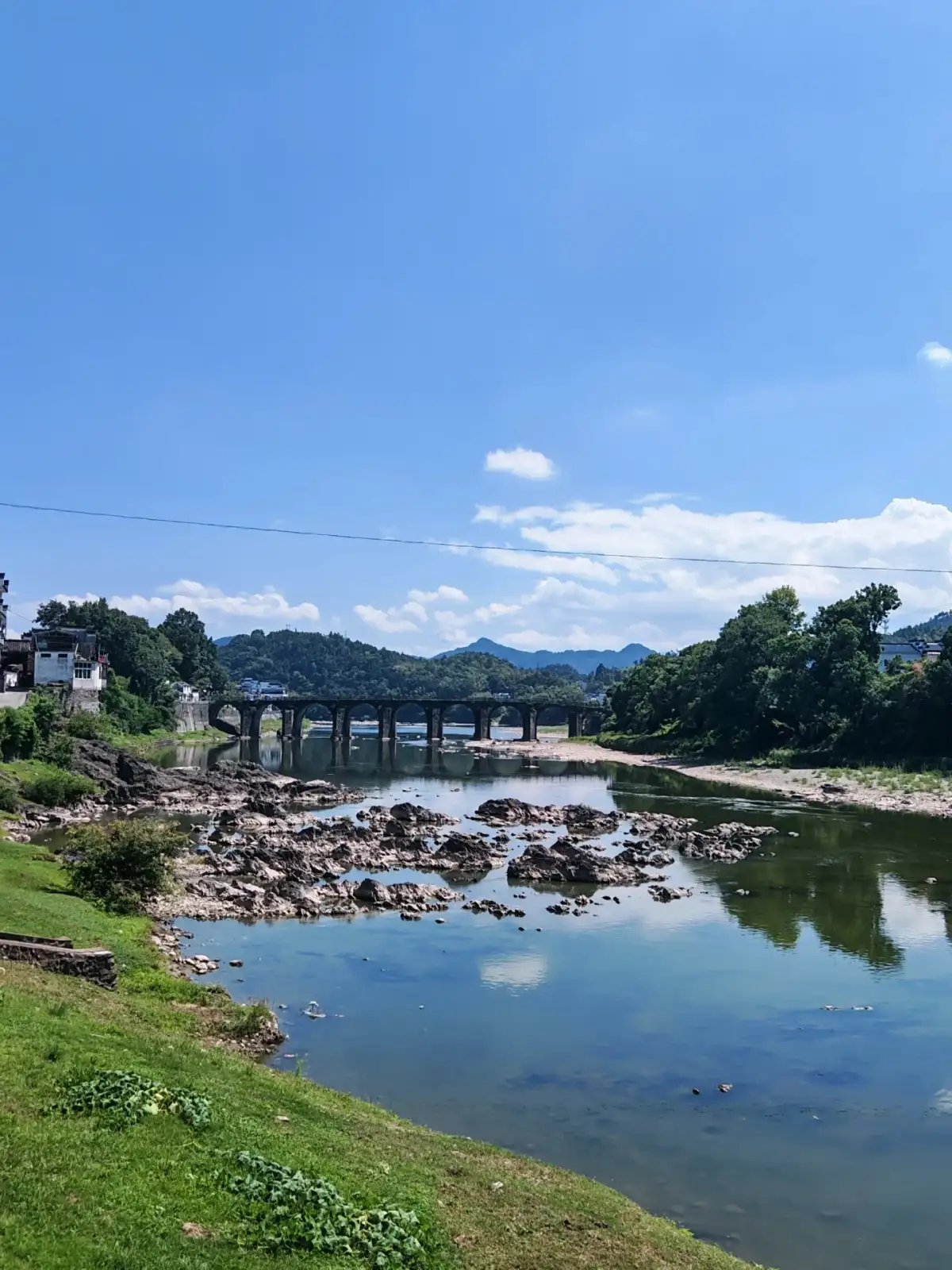 The water surface and rocky riverbanks at Yuliang, Shexian County