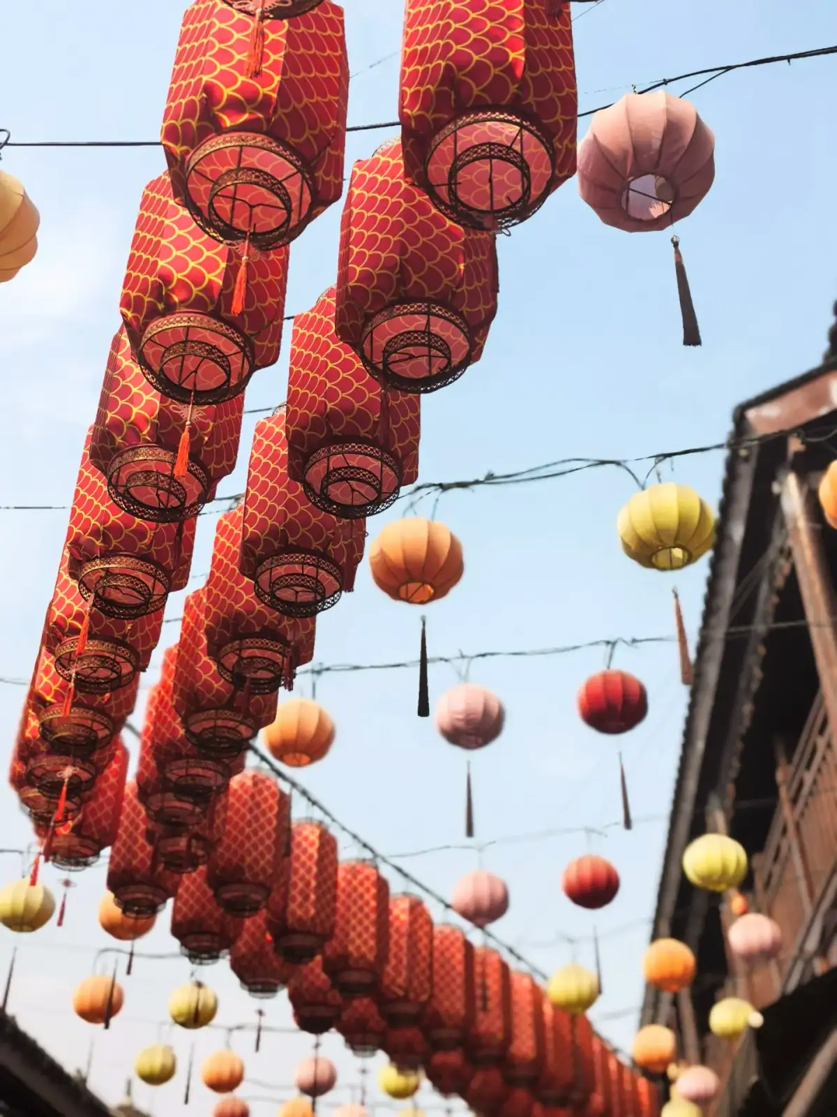 the streets and alleys lined with red lanterns