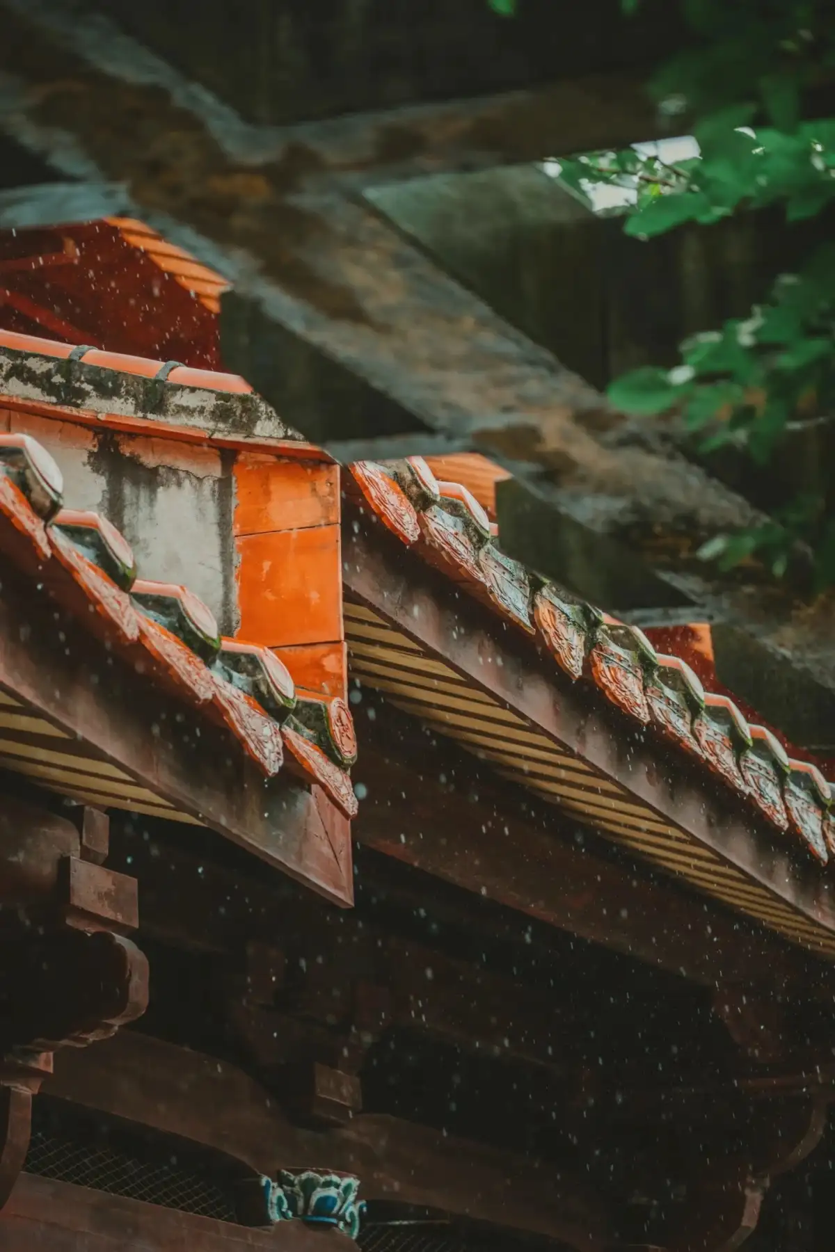 雨中的开元寺檐口细部