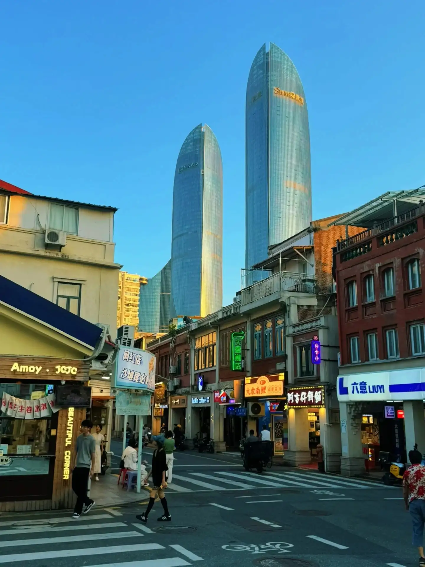 The Xiamen Twin Towers at the end of Shapowei’s alleyways